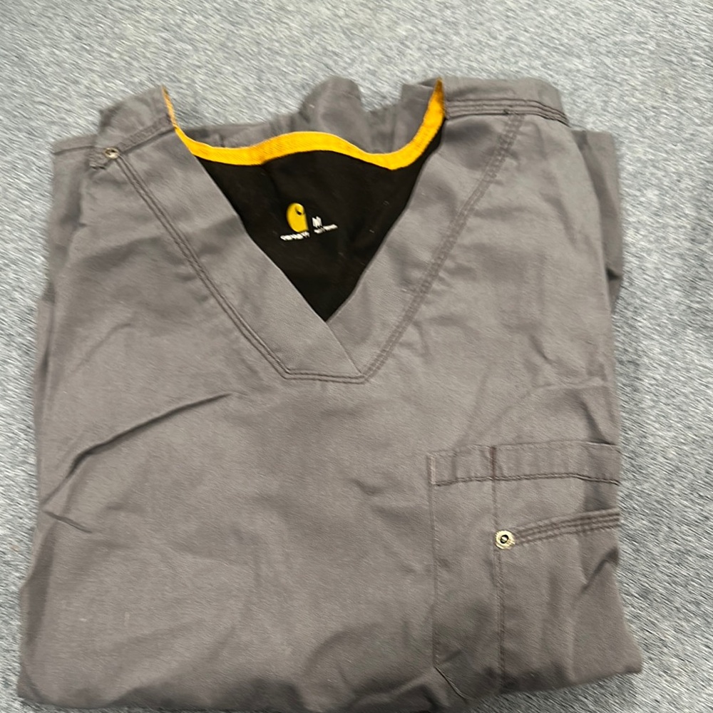 Carhartt Gray Scrub Top with V-Neck